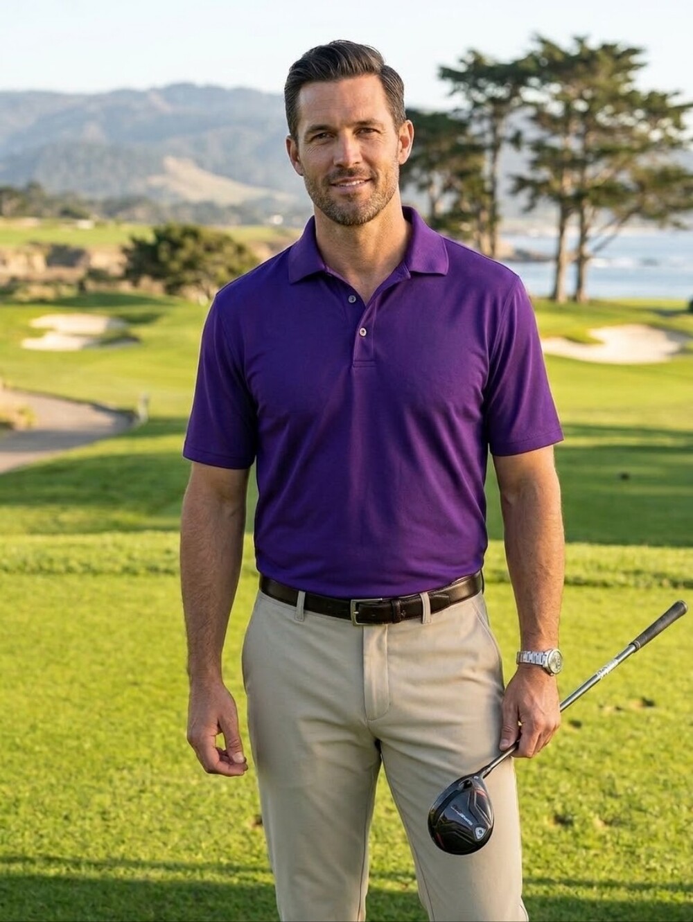 Men's Polo Golf Shirt - Pebble Beach- Size Medium - Excellent Condition
